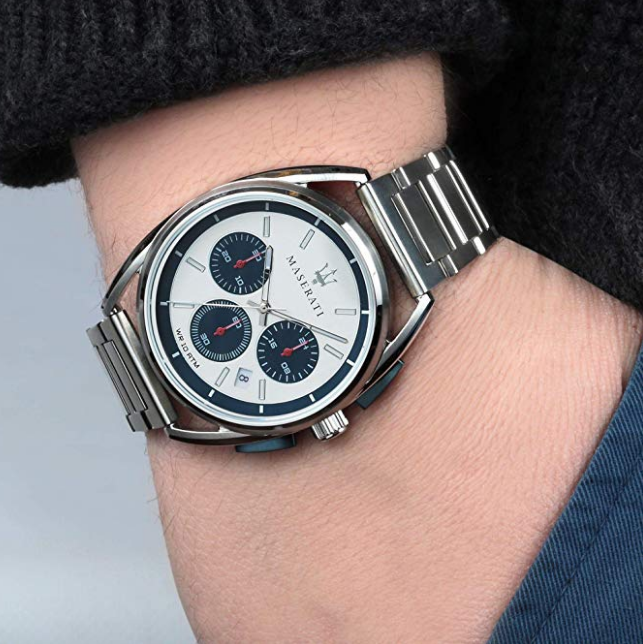 Maserati Trimarano Chronograph Silver Dial Silver Stainless Steel Strap Watch For Men - R8873632001
