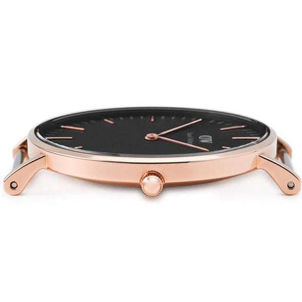 Daniel Wellington Classic Bayswater Black Dial Black NATO Strap Watch For Men - DW00100277