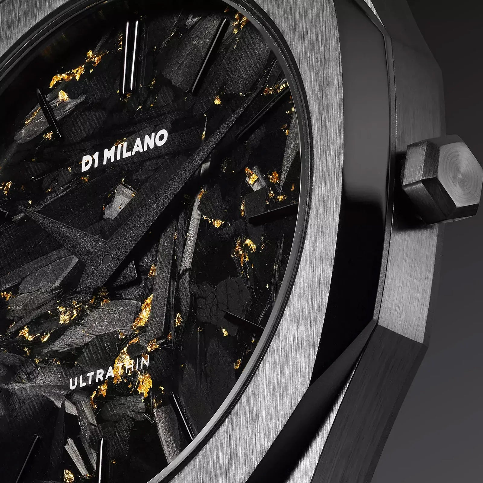 D1 Milano Ultra Thin Two Tone Black Steel Strap Watch for Men - D1-UTBJ31