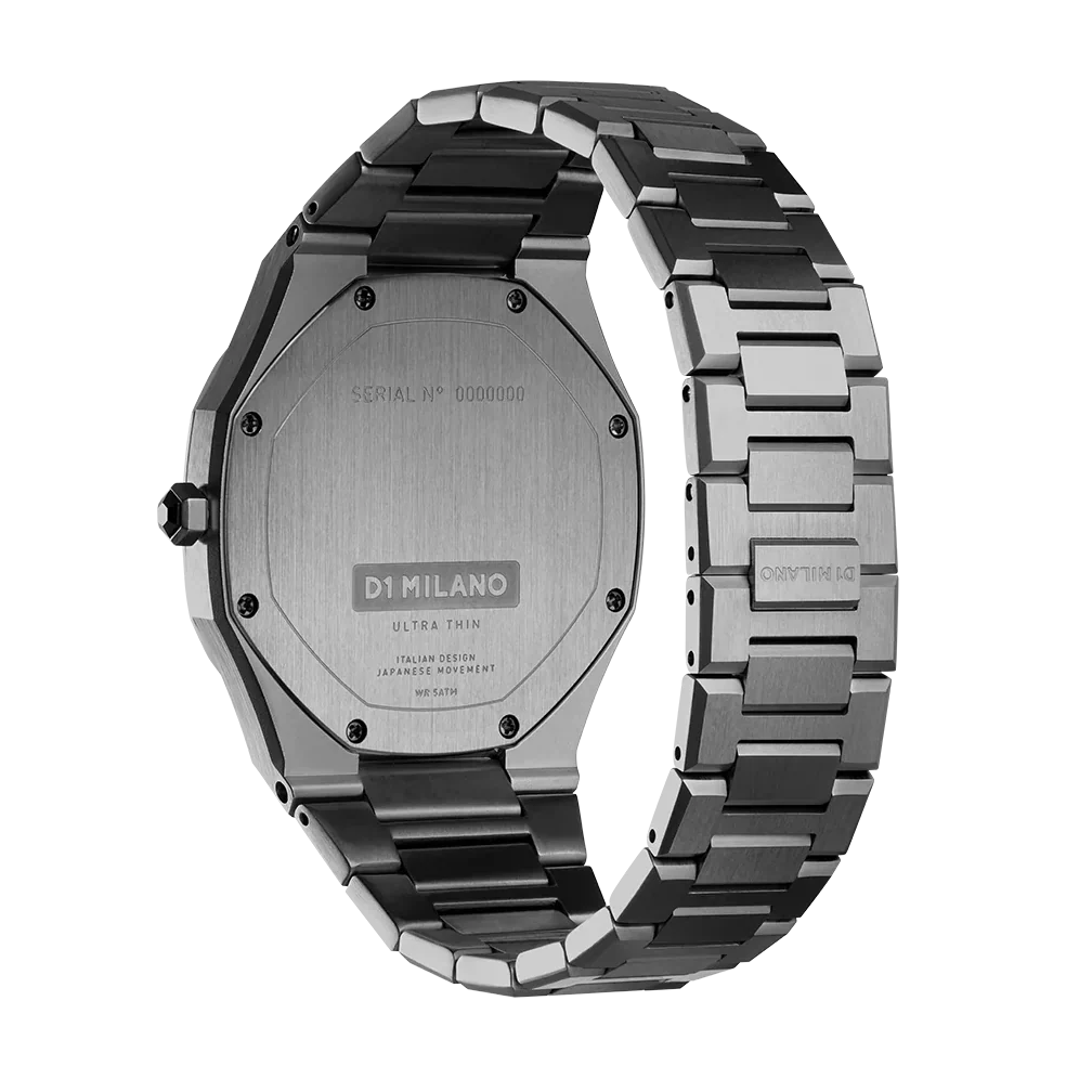 D1 Milano Ultra Thin Black Dial Gray Steel Strap Watch for Men - D1-UTBJ15