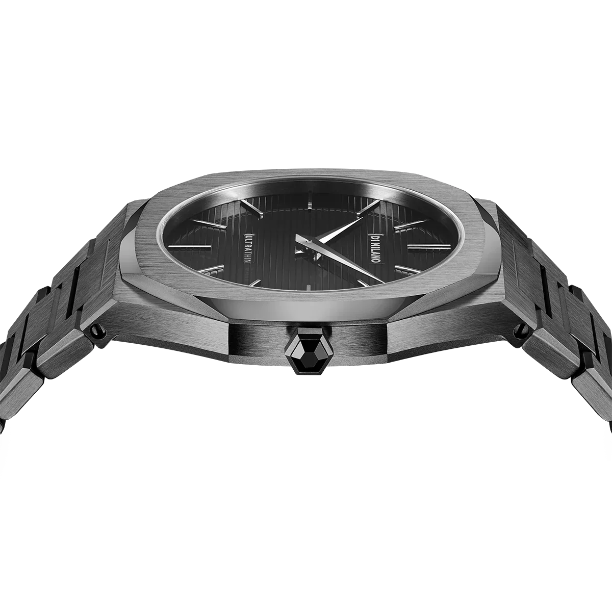 D1 Milano Ultra Thin Black Dial Gray Steel Strap Watch for Men - D1-UTBJ15