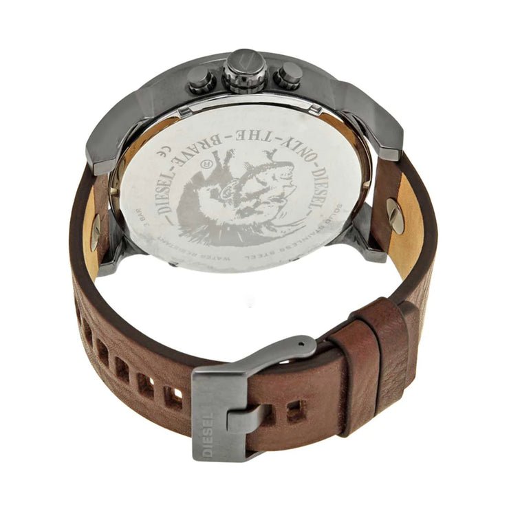 Diesel Mr Daddy 2.0 Chronograph Black Dial Brown Leather Strap Watch For Men - DZ7332