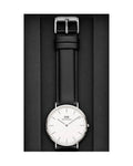 Daniel Wellington Classic Sheffield White Dial Black Leather Strap Watch For Men - DW0010003120