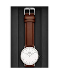 Daniel Wellington Classic St Mawes White Dial Brown Leather Strap Watch For Men - DW00100021