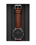 Daniel Wellington Classic St Mawes Black Dial Brown Leather Strap Watch For Men - DW00100130