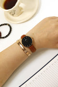 Daniel Wellington Classic Petite Durham Black Dial Brown Leather Strap Watch For Women - DW00100166