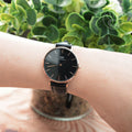 Daniel Wellington Petite Sheffield Black Dial Black Leather Strap Watch For Women - DW00100168