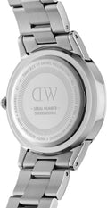 Daniel Wellington Iconic Link Black Dial Silver Steel Strap Watch for Women - DW00100204