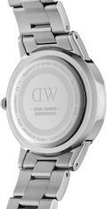 Daniel Wellington Iconic Link Black Dial Silver Steel Strap Watch For Women - DW00100208