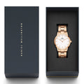 Daniel Wellington Iconic Link White Dial Rose Gold Steel Strap Watch for Women - DW00100213