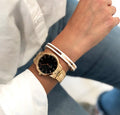 Daniel Wellington Iconic Link Black Dial Rose Gold Steel Strap Watch for Women - DW00100212
