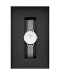 Daniel Wellington Petite Sterling White Dial Silver Mesh Bracelet Watch For Women - DW00100220
