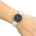 Daniel Wellington Classic Petite Bondi Black Dial White Leather Strap Watch for Women - DW00100286