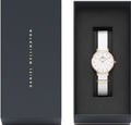 Daniel Wellington Petite Dover Quartz White Dial White NATO Strap Watch For Women - DW001000313