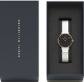 Daniel Wellington Classic Petite Dover Black Dial White NATO Strap Watch For Women - DW00100314