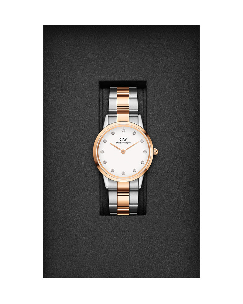 Daniel Wellington Iconic Link White Dial Two Tone Steel Strap Watch For Women - DW00100359