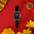 Daniel Wellington Quadro Sheffield Black Dial Black Leather Strap Watch For Women - DW00100435