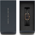 Daniel Wellington Quadro Sheffield Black Dial Black Leather Strap Watch For Women - DW00100435