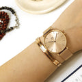 Daniel Wellington Petite Rose Gold Dial Rose Gold Mesh Strap Watch For Women - DW00100472