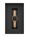 Daniel Wellington Quadro Studio Black Dial Rose Gold Mesh Strap Watch For Women - DW00100518