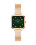 Daniel Wellington Quadro Studio Green Dial Rose Gold Mesh Strap Watch For Women - DW00100520