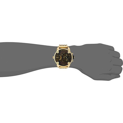 Diesel Mr Daddy Blue Dial Gold Steel Strap Watch For Men - DZ7347