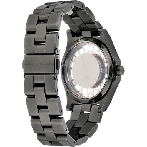 Marc Jacobs Henry Skeleton Black Dial Black Steel Strap Watch for Women - MBM3254