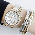 Michael Kors Parker Chronograph Silver Dial Two Tone Steel Strap Watch For Women - MK5687