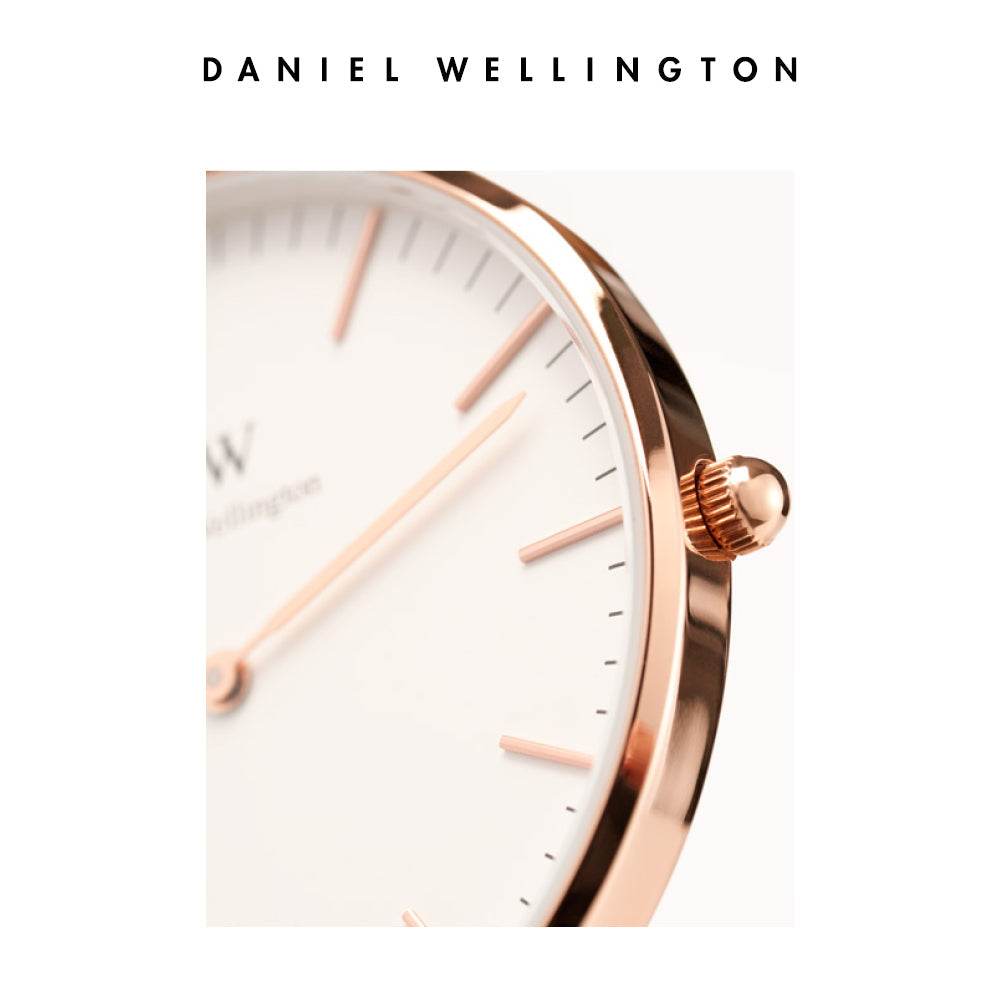 Daniel Wellington Classic Suffolk White Dial Brown Leather Strap Watch For Women - DW00100120