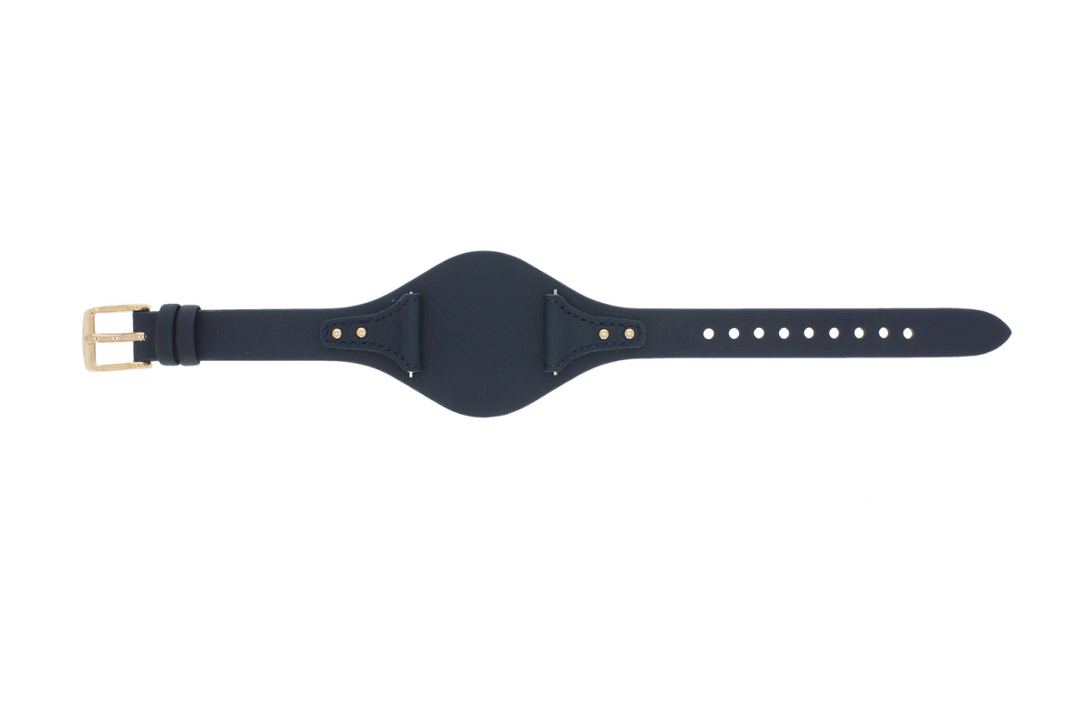 Fossil Original Boyfriend Chronograph White Dial Navy Blue Leather Strap Watch for Women - ES3838