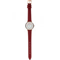 Emporio Armani Gianni T-Bar Analog Mother of Pearl Dial Red Leather Strap Watch For Women - AR11322