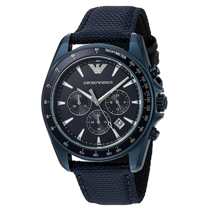 Emporio Armani Sportivo Chronograph Blue Dial Blue Nylon Strap Watch for Men - AR6132