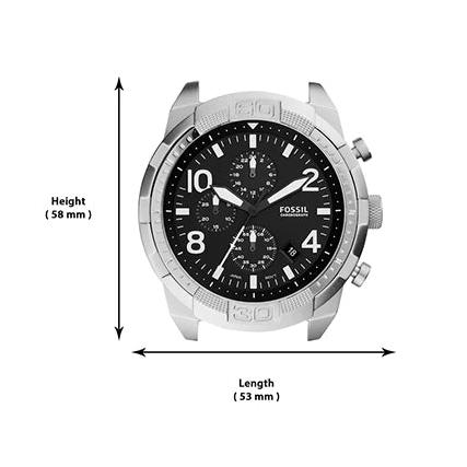 Fossil Bronson Chronograph Black Dial Silver Steel Strap Watch for Men - FS5710
