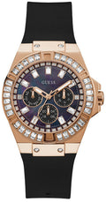 Guess Venus Diamonds Black Dial Black Rubber Strap Watch for Women - GW0118L2