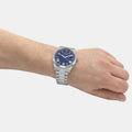 Guess Connoisseur Blue Dial Silver Steel Strap Watch for Men - GW0265G7