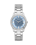 Guess Glitter Burst Diamonds Blue Dial Silver Steel Strap Watch for Women - GW0405L1