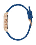 Guess Crown Jewel Diamonds White Dial Blue Rubber Strap Watch for Women - GW0411L2