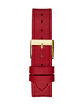 Guess Fame Quartz Gold Dial Red Leather Strap Watch For Women - GW0504L2