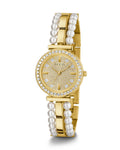 Guess Gala Diamonds Gold Dial Two Tone Steel Strap Watch for Women - GW0531L2