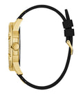 Guess King Quartz Crystals Gold Dial Black Silicone Strap Watch For Men - GW0537G2