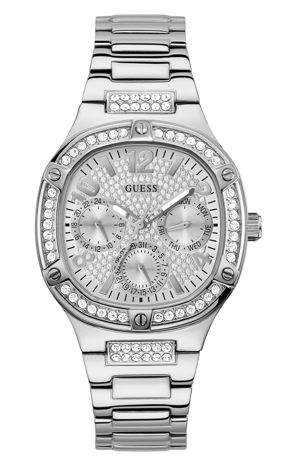 Guess Duchess Quartz Silver Dial Silver Steel Strap Watch For Women - GW0558L1