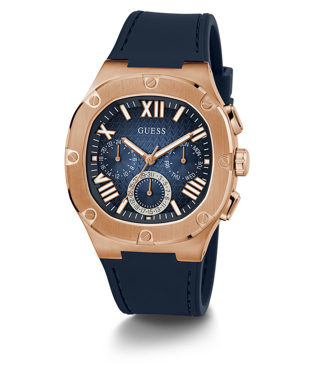 Guess Headline Multifunction Quartz Blue Dial Blue Silicone Strap Watch For Men - GW0571G2