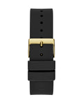 Guess Cubed Analog Gold Dial Black Silicone Strap Watch For Women - GW0665L1