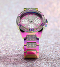 Guess Lady Frontier Diamonds Silver Dial Multicolor Steel Strap Watch for Women - GW0044L1