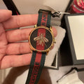 Gucci G Timeless Quartz Green & Red Dial Green & Red NATO Strap Watch For Men - YA126487A