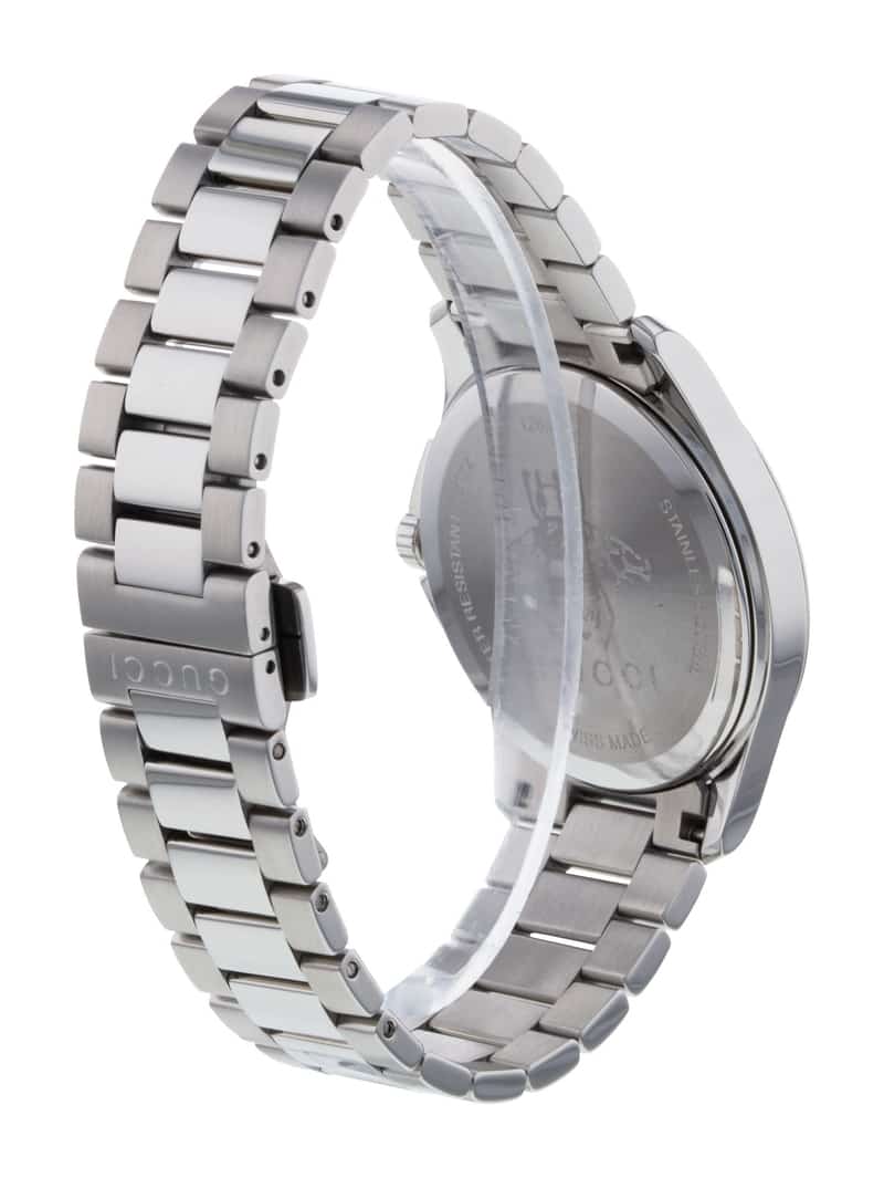 Gucci G Timeless Black Dial Silver Steel Strap Watch For Women - YA126573A