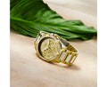 Guess Frontier Diamonds Gold Dial Gold Steel Strap Watch For Women - W1156L2