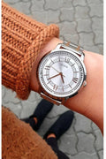 Guess Montauk Silver Dial Two Tone Steel Strap Watch For Women - W0933L6