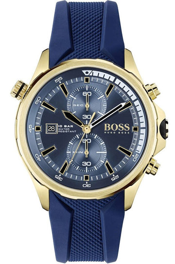 Hugo Boss Globetrotter Blue Dial Blue Silicone Strap Watch for Men - 1513822