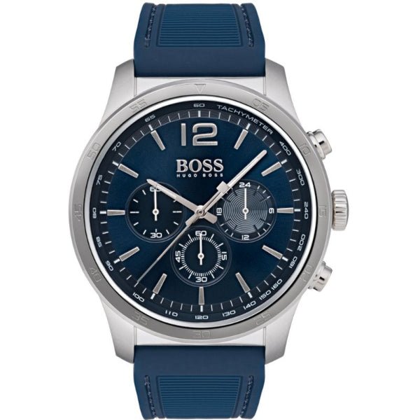 Hugo Boss Professional Chronograph Blue Dial Blue Silicone Strap Watch for Men - 1513526